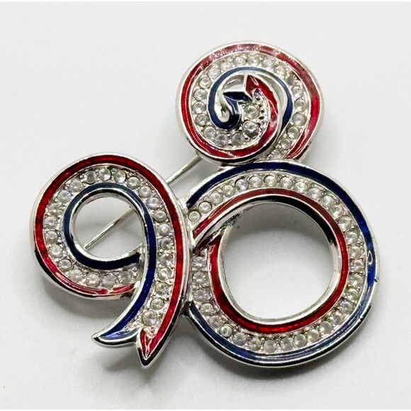 Disney Swarovski Patriotic Mickey Brooch Pin Rare - Picture 1 of 3